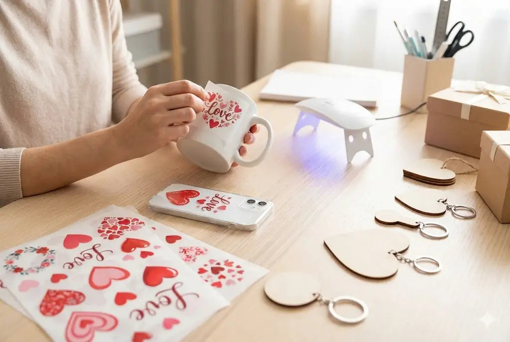 Valentine’s Day UV DTF Transfers for Custom Gifts & Merchandise